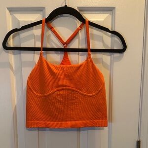 Orange Ribbed Women's Crop Top